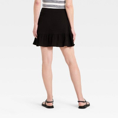 Women's Cotton Mini Wrap Skirt - Universal Threads Black S