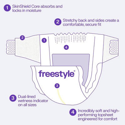 Freestyle Total Chlorine Free 14x Better Absorption Hypoallergenic Baby Diapers - Size 5 - 52ct