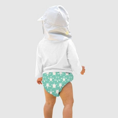 green sprouts Toddler Eco Pull-Up Turtle Printed Reusable Swim Diaper - Teal Green 4T