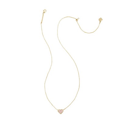 Kendra Scott Valentine's Day Anna 14K Gold Over Brass Pendant Necklace - Rose Quartz: Lobster Claw Clasp, 19" Length