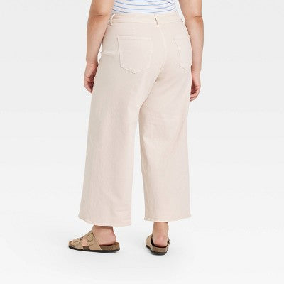 Women's High-Rise Sailor Wide Leg Ankle Jeans - Universal Thread Beige 17