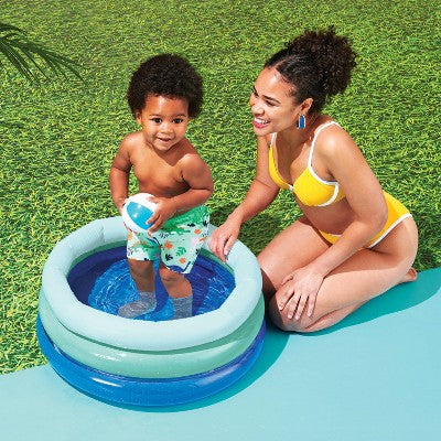 5.91'' x 1.97'' x 7.87'' Mini 3 Ring Pool 43 gal Oval Kiddie Pool Blue - Sun Squad: Inflatable Kids Pool