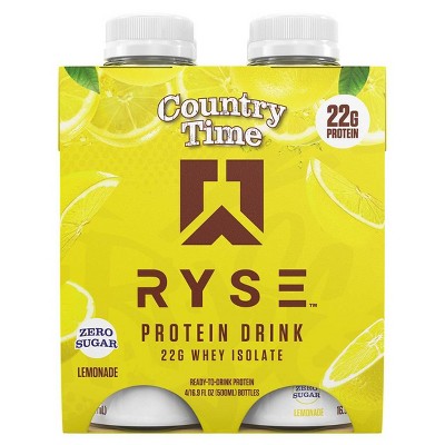 RYSE Ready To Drink Protein Country Time Protein Powder Liquid - Lemonade - Whey - 22g Protein - 4pk