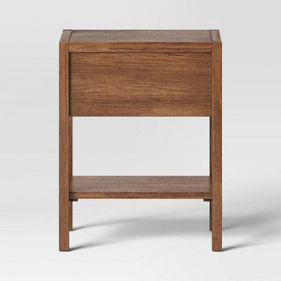 Warwick End Table with Drawer Brown - Threshold: Veneer Finish, Storage Shelf, Wood Frame (LOCAL PICKUP ONLY)