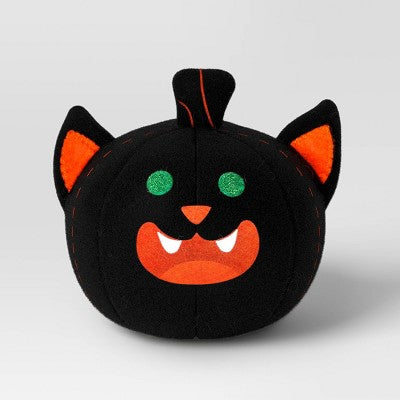 Fabric Pumpkin Black Cat Figurine - Hyde and EEK! Boutique
