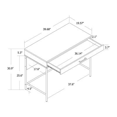 Mixed Material Wood and Metal Writing Desk Natural with Storage Drawer - Room Essentials (LOCAL PICKUP ONLY)