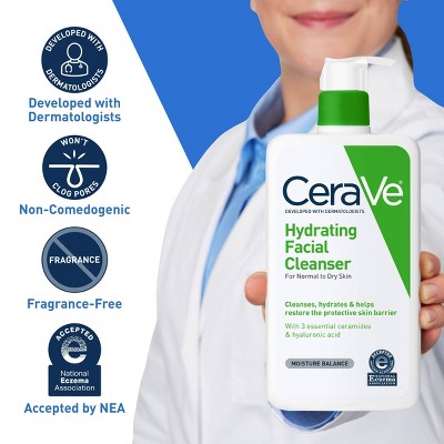 CeraVe Hydrating Face Wash with Hyaluronic Acid and Glycerin for Normal to Dry Skin - 12 fl oz