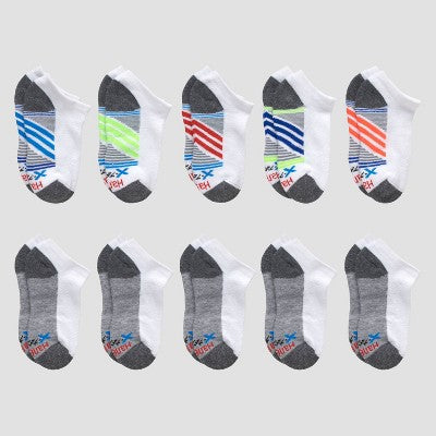 Hanes Boys' 10pk Premium No Show Socks - White S