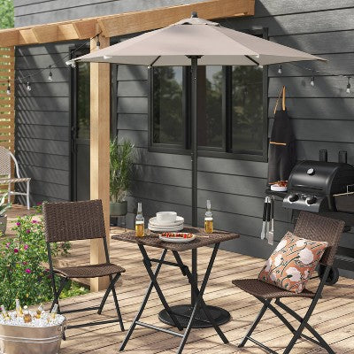 6' Round Outdoor Patio Market Umbrella Tan with Black Pole - Room Essentials: Includes Carrying Bag, Steel Frame (LOCAL PICKUP ONLY)