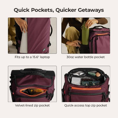 Bagsmart Blast 43L Roller Travel Backpack - Red Currant