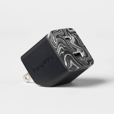 Dual Port USB-C and USB-A 25W Wall Charger - heyday Black Agate