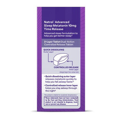 Natrol Melatonin Advanced 10mg Time Release Sleep Aid Tablets - 75ct