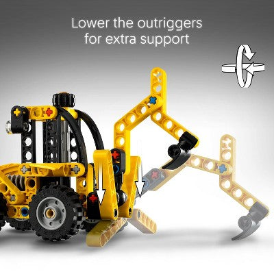 LEGO Technic Backhoe Loader Construction Toy with Back Digger, Scoop & Outriggers 42197
