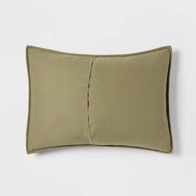 King Diamond Stitch Cotton Linen Quilt Sham Moss Green - Threshold: OEKO-TEX Certified, Woven Texture, No Flange