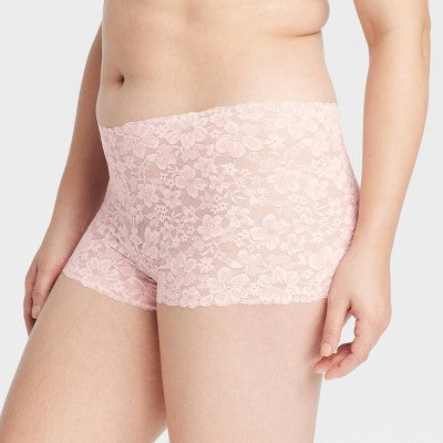 Women's Allover Lace Boy Shorts Underwear - Auden Casual Pink XS