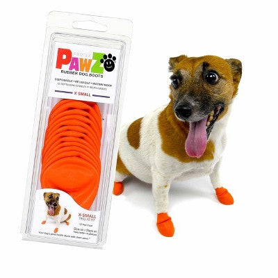 Pawz 12pc Rubber Dog Boots - Orange XS