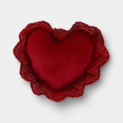 Valentine's Day Ruffled Heart Pillow - Threshold