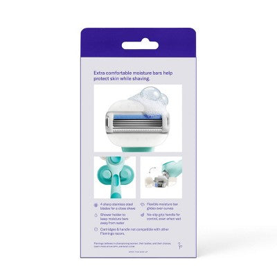 Flamingo Moisture Plus Women's Razor with 2 Razor Blade Cartridges - Seafoam