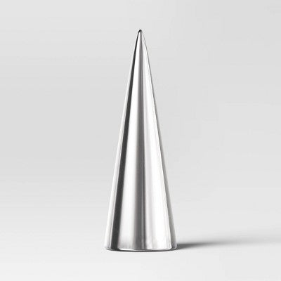 14" Plated Ceramic Cone Christmas Tree Sculpture - Wondershop Silver