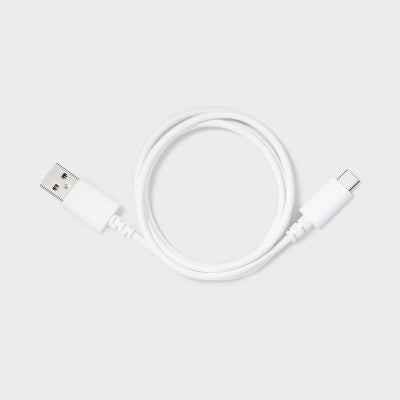 3' USB-A to USB-C Cable - dealworthy White