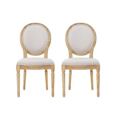 Set of 2 Phinnaeus Dining Chair Beige - Christopher Knight Home: Upholstered, Rubberwood Frame, 250lb Capacity (LOCAL PICKUP ONLY)