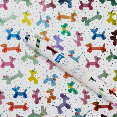 96"x30" Balloon Animals Birthday Gift Wrapping Paper Colorful - Spritz (LOCAL PICKUP ONLY)