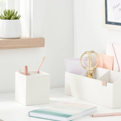 Canvas Pencil Cup Cream - Brightroom: Desk Organizer & Pen Holder, Office Supplies, Polyester Canvas, 4.25" Height