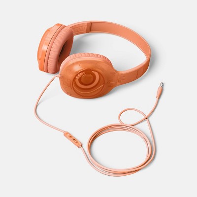 Wired On-Ear Translucent Jelly Headphones - heyday Peach: Built-In Microphone, 3.5mm Jack