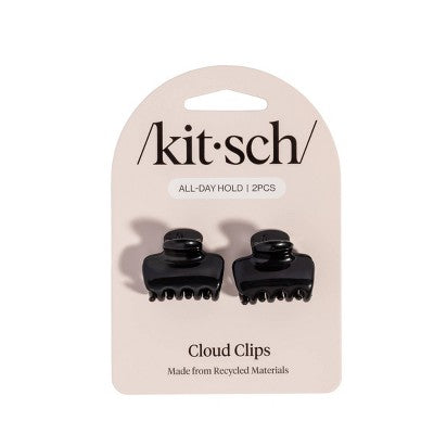 Kitsch Recycled Plastic Mini Cloud Clips 2Pc Set - Black Hair Clips And Pins