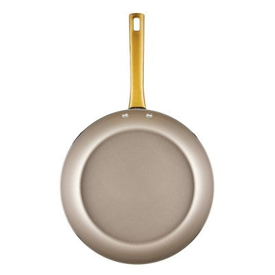 Farberware Radiant 12" Nonstick Open Skillet: Dishwasher-Safe, Gas & Electric Compatible, Phenolic Handle, Beige