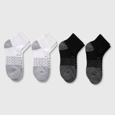 Hanes Women's 4pk Absolute Active Ankle Socks - White/Black 5-9: Seamless Toe, Midweight Knit