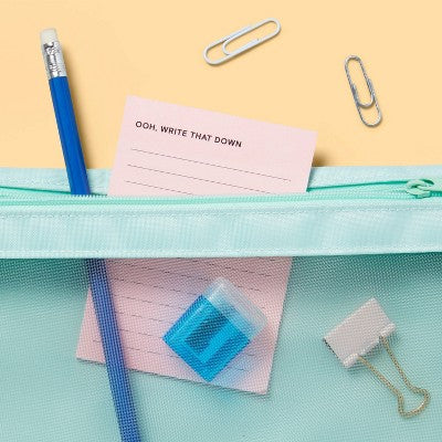 Mesh Binder Pencil Pouch Teal - up&up