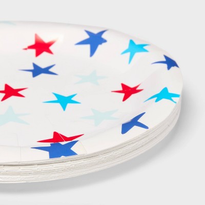 Red Blue Star Disposable Plates 6.8"x6.8" - 20ct - Sun Squad