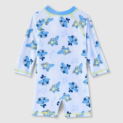 Baby Boys' Disney Mickey Mouse One Piece Rash Guard - Blue 18M
