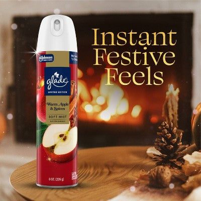 Glade Compressed Gas Air Freshener Aerosol - Warm Apple & Spices - 8oz