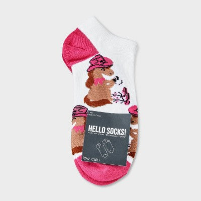 Women's Cowgirl Cut Socks - White/Pink 4-10: Animal Icon Pattern