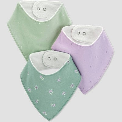 Carter's Just One You Baby Girls' 3pk Floral Bib - Green/Purple
