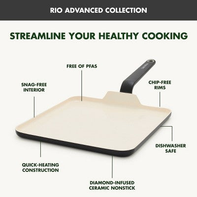 GreenPan Rio Advanced 11" Ceramic Nonstick Griddle Black