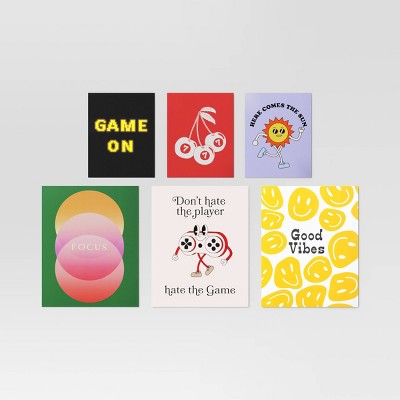 20" x 16" 6pc Retro Humor Wall Art Set Poster Prints - Room Essentials
