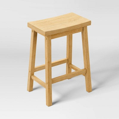 2pk 24" Solid Wood Saddle Counter Height Barstools Natural - Room Essentials (LOCAL PICKUP ONLY)