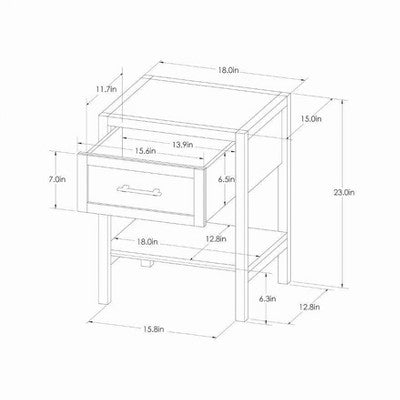 Warwick End Table with Drawer Brown - Threshold: Veneer Finish, Storage Shelf, Wood Frame (LOCAL PICKUP ONLY)