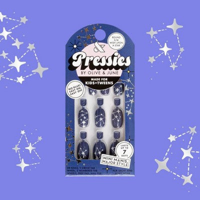 Olive & June Kids' Press-On - S/M - Wish Upon A Star - 28ct: Almond Shape, Aged Brass Finish, Gloss Finish