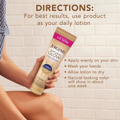 Jergens Natural Glow Skin Firming Daily Moisturizer + Self Tanner Tanning Lotion - Fair to Medium - 10 fl oz