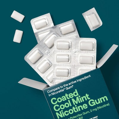 Coated Nicotine 2mg Gum Stop Smoking Aid - Mint - 100ct - up&up