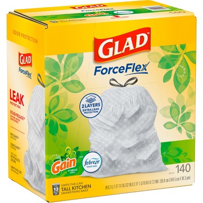 Glad ForceFlex Drawstring Trash Bags - Gain Original - 13gal/140ct