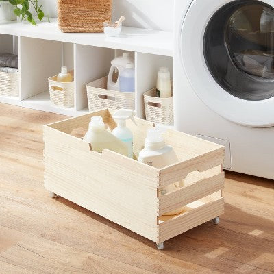 Large Wood Bin with Wheels - Brightroom (LOCAL PICKUP ONLY)