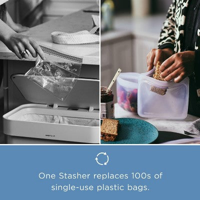 stasher Premium Silicone Reusable Food Storage Bags Lunch Starter Kit - Clear - 4pk