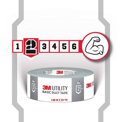 3M 1.88" x 30 Yards Utility Basic Duct Tape Gray