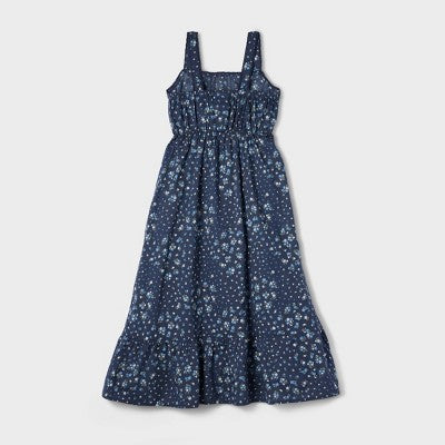 Girls' Lace Trim Floral Printed Woven Maxi Dress XXL