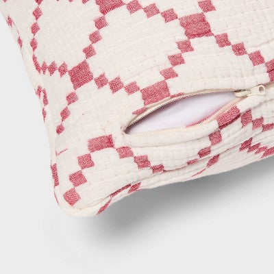 Body Pillow Cover Reversible Matelasse Red Lattice - Threshold